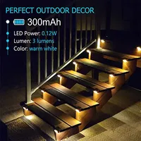 Lampes solaires d'extérieur pour marches, LED blanc chaud, étanches, éclairage de chemin pour jardin, patio, clôture, balcon, décoration, énergie solaire