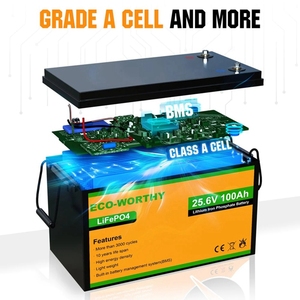 Batterie solaire de stockage à décharge profonde Eco-worthy 24V 25.6V 100Ah, batteries domestiques au lithium fer phosphate - Product Image 6