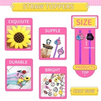 Protège-pailles personnalisés : Breloques de paille personnalisées par sublimation, motifs de logo tendance, dessins animés sur mesure
