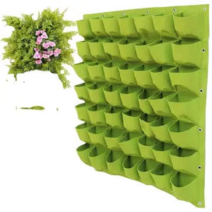 펠트 포켓 심기 가방 벽 교수형 정원 재배자 야외 및 실내 세로 녹색 성장 팩, 블랙