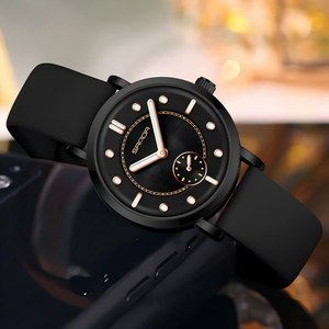 Reloj de cuarzo minimalista para mujer Sanda 1140, correa de silicona y cuero, reloj de pulsera informal luminoso, resistente al agua, para estudiantes - Product Image 6