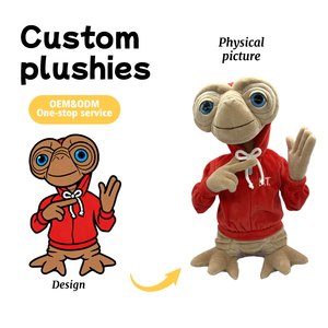 Muñeco Alien Personalizado, Figura de Acción de Peluche con Forma de <span class=keywords><strong>ET</strong></span>, Diseño de Sudadera con Capucha Roja, Producto Periférico de Cine y Televisión Personalizado - Product Image 1
