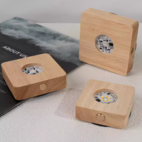 Cadeau créatif, base de lampe en bois, prise USB, veilleuse boule de cristal, lampe de table à led, éclairage d'ambiance de chambre à coucher, base en bois