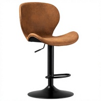 JOHOOFURNITURE Tabouret de bar ergonomique réglable en similicuir marron vieilli, vente en gros