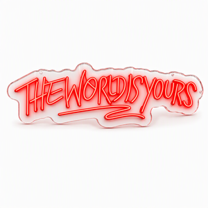 Transparent Acrylic THE WORLD IS YOURS Red LED <b>Neon</b> <b>Sign</b> <b>for</b> Bar and Man Cave Decor - Product Image 1