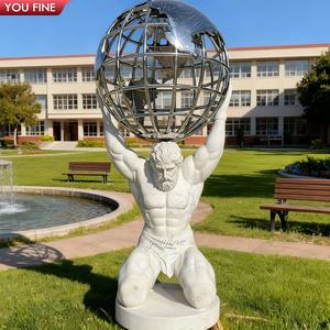 YOUFINE Marble Atlas Holding World Escultura Figura mitológica con <span class=keywords><strong>globo</strong></span> para Campus al aire libre Espacio público Decoración artística - Product Image 2