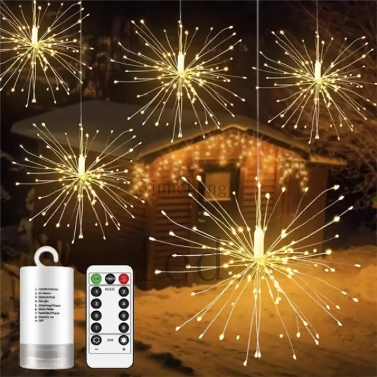 DIY 120 150 180 LED Firework Explosion Star Christmas Fairy Light Remote 8 Modes Hanging Starburst LED String Garland
