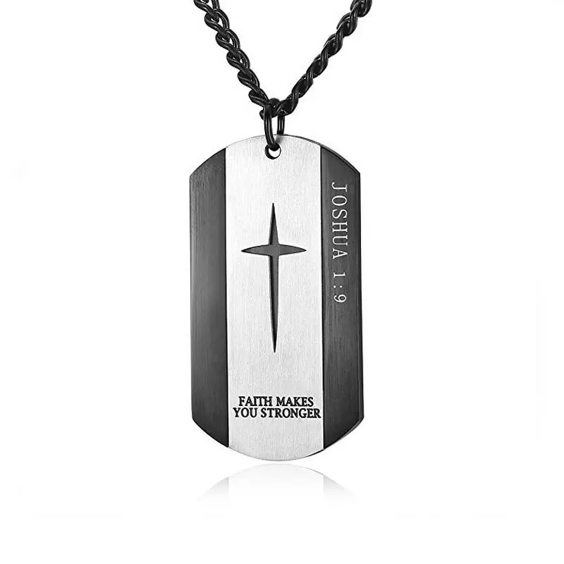 Factory Direct Sale High Quality Fashion Simple Army Card Pendant 316L Stainless Steel Custom Rectangle Pendant Necklaces