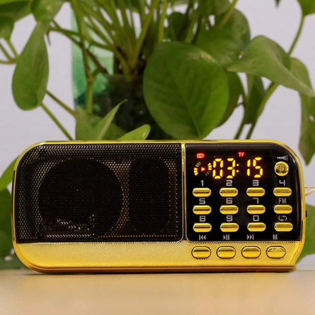 Mini CR 853 Plastic Small Speaker MP3 Player Digital LCD Color Display USB Rechargeable Audio Portable Plug-in Card FM Radio