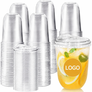 Custom Logo Printed U Shape PET <b>Plastic</b> <b>Cups</b> With Lids 12/14/16/18/20oz Disposable Boba Tea Cold Drink <b>Cups</b> Bulk Order - Product Image 1