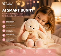Lapin interactif AI aux yeux émotionnels, compagnon câlin chauffant à piles pour enfants, présence apaisante et confort doux