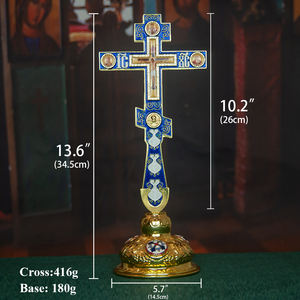 צלב ברכה אורתודוקסי HT, צלב ליטורגי אורתודוקסי נישא ביד, יציקת מתכת לקישוט כנסיות, ציוד דתי נוצרי - Product Image 2