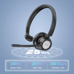 Fone de ouvido sem fio novo design dsp, cancelamento de ruído, headset wireless com microfone e suporte de carga para equipes, zoom, skype