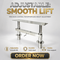 Cadre de table élévatrice en acier inoxydable de qualité industrielle, support à hauteur réglable manuellement par manivelle pour table de bateau