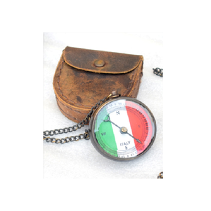 Boussole de poche vintage en laiton de haute précision Direct India avec pointeur en verre, étui en cuir, étanche, antichoc et portable - Product Image 1