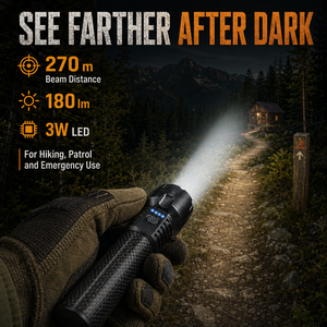 WOSEN Carbon Fiber High Performance LED Torch for Outdoor Hiking Camping Patrol Emergency <b>Rechargeable</b> LED Flashlight - Product Image 3