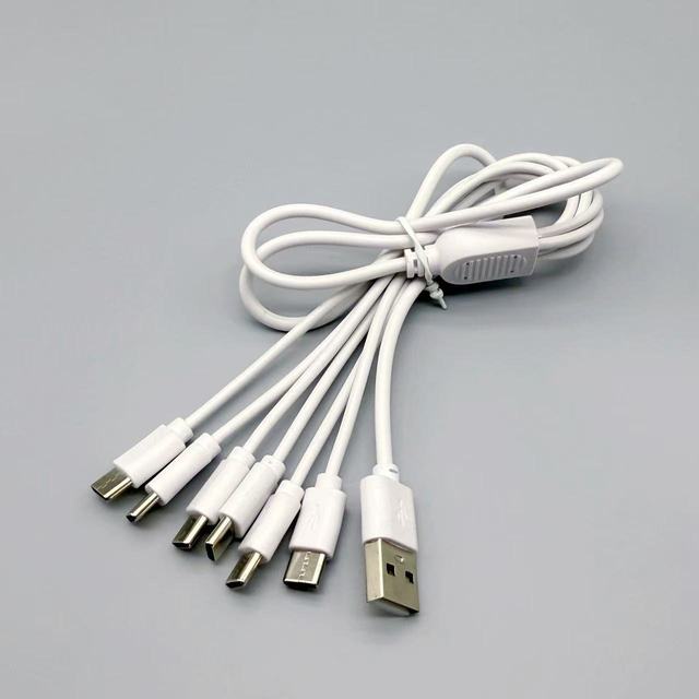 75cm 6 in 1 USB to Type-C Six in One Lengthen Quick Charge PVC Charging White USB C Cable