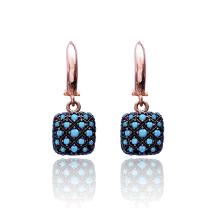 Boucles d'oreilles pendantes carrées Nano Turquoise, bijoux en argent Sterling 925, pour femmes, vente en gros - Product Image 1