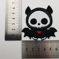 Patchs brodés crâne chauve-souris mignonnes, 1 pièce, à repasser, pour bricolage, Appliques de couture, sacs, accessoires pour vêtements