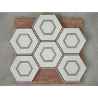 Carrelage mosaïque en marbre et laiton poli hexagone, tapisserie pour mur et sol en nid d'abeille