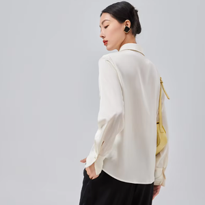 T-shirt en soie pour femme, cardigan à manches longues, style français, élégant, en soie de mûrier, collection printemps 202119, vente chaude - Product Image 2
