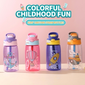 Botol Minum Anak Lucu Motif Bebek Kawaii, Bebas BPA, Dapat Digunakan Kembali, Dilengkapi Sedotan, Botol Air Plastik untuk Anak-Anak - Product Image 2