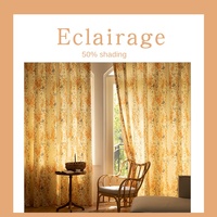 American Country Modern Small Fresh Curtain Green Plant Living Room Bedroom Bay Window High Shading Flowers Xie Language Style