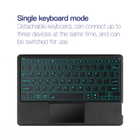Folio Keyboard Backlit Terpisah Kompatibel dengan Samsung Tab S7 S8, Bodi Aluminium Armor, Lampu Latar Biru Es, Tombol Senyap