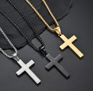 Collar <span class=keywords><strong>de</strong></span> Cruz simple <span class=keywords><strong>de</strong></span> acero <span class=keywords><strong>de</strong></span> titanio <span class=keywords><strong>para</strong></span> hombres y mujeres <span class=keywords><strong>para</strong></span> usar con cadena <span class=keywords><strong>de</strong></span> suéter colgante <span class=keywords><strong>de</strong></span> <span class=keywords><strong>oro</strong></span> <span class=keywords><strong>de</strong></span> <span class=keywords><strong>18</strong></span> quilates Chapado en clavícula - Product Image 1