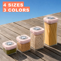 Boîte de rangement alimentaire hermétique empilable à bouton-poussoir, transparente, pour céréales, grains, café, distributeur de grains de café, bocaux de rangement pour la cuisine