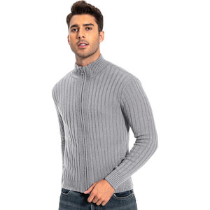 Pull cardigan zippé en tricot côtelé pour homme, chaud, décontracté, pour le bureau, veste superposée, tricot de qualité supérieure - Product Image 4