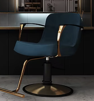 Silla de salón de cuero hidráulica de lujo, azul