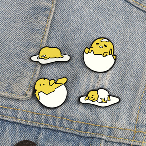 Broche en alliage Huang Ge Lazy Egg, motif œuf de dessin <span class=keywords><strong>animé</strong></span> <span class=keywords><strong>japonais</strong></span> et coréen, mignonne et amusante, avec motif œuf et fleur, épingle pour enfant - Product Image 1