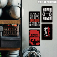 Letrero Metálico Plano para Gimnasio, Impresión 2D, Decoración de Pared con Silueta Motivacional para Entrenamiento, para el Hogar, Gimnasio, Garaje, Sala de Entrenamiento