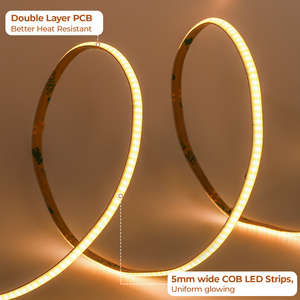 Ruban <span class=keywords><strong>LED</strong></span> COB 400 <span class=keywords><strong>LED</strong></span>/m 5mm de large DC12V 10W/M CRI 92+ Sans points IP20 Dimmable Flexible pour Décoration Intérieure d'Armoires - Product Image 3