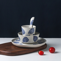 Vaisselle créative japonaise en céramique, assiettes de service individuelles en terre cuite durable, résistantes au four et au lave-vaisselle
