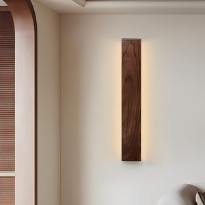 โคมไฟติดผนังไม้วอลนัทสีดำ แหล่งกำเนิดแสง LED 220V สไตล์นอร์ดิก โมเดิร์น มินิมอล สำหรับห้องนอนและทางเดิน - Product Image 1