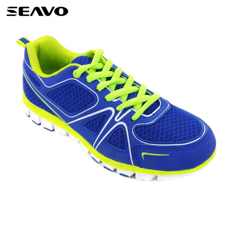 Детские синие кроссовки для бега SEAVO из ПУ и сетчатого материала