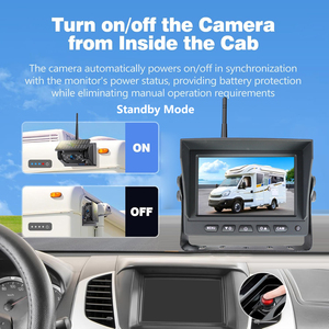 Caméra de recul solaire sans fil avec base magnétique, alimentée par batterie, moniteur 5 pouces avec écran partagé pour camping-cars, caravanes, remorques, transporteurs de chevaux, fourgonnettes - Product Image 4