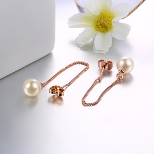 New Arrivals Rose <strong>Gold</strong> Plated Long Chain <strong>Dangle</strong> <strong>Earrings</strong> with Round Faux Pearl for Women Fashion Ear Studs <strong>Earrings</strong> Jewelry Gift - Product Image 5