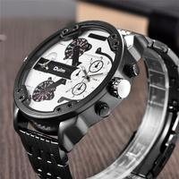Montre à quartz pour homme Oulm 3548, cadran super grand, marque de luxe, double fuseau horaire