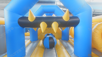Lilytoys personnalisé lune rebond château Gonflable bleu et jaune rebond maison château sautant parcours d'obstacles gonflable pour la fête