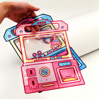 Sacs d'emballage personnalisés pour bonbons de machine à griffes, pochettes à fermeture éclair découpées sur mesure avec poignée et fenêtre pour jouets en gomme