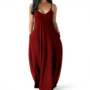 Women's Flowy <strong>Strapless</strong> Maxi Dress - Solid Color Beach Cover Up, V-Neck Casual <strong>Sundress</strong> - Product Image 2