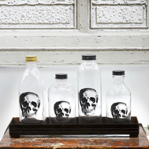 New Arrivals Clear <strong>Glass</strong> Water <strong>Bottle</strong> with <strong>Skull</strong> Pattern Trending Product for Urban Style Terrium <strong>Glass</strong> <strong>Bottle</strong> - Product Image 1