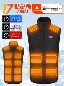 En stock – Gilet d'hiver décontracté sans manches pour homme, chauffant par USB, coupe-vent, col montant, avec fermeture éclair - Product Image 2