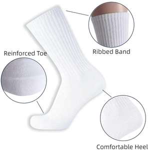 Calcetines de algodón blanco atléticos de punto Unisex deportivos de alta calidad con diseño de fabricante, calcetines con logotipo personalizado bordado para hombre a la moda - Product Image 2