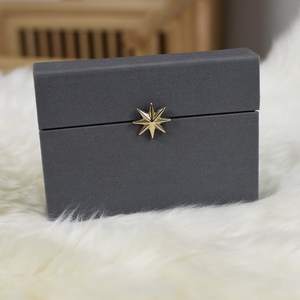 Custom Handmade Luxury Square Rigid <b>Box</b> Grey Magnetic Closure Gold Foil Star UV Coating Jewelry Watch Eyewear Packaging - Product Image 2