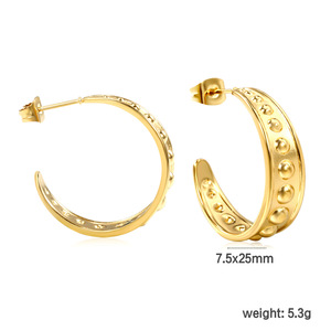 Boucles d'oreilles créoles en alliage de zinc couleur or, motif tambourin, design géométrique, bijoux de mode - Product Image 4