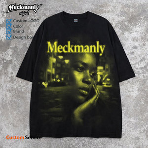 Meckmanly Men's T-Shirt 100% Cotton Short Sleeve O-Neck Printed Oversized Regular Fit Washed Jersey Style - Product Image 4